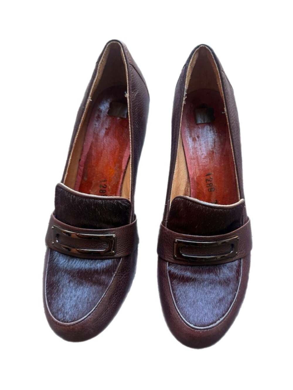 Söfft Misty Women’s 7.5M Mahogany Leather Cow Hair Loafer Pumps Block Heel